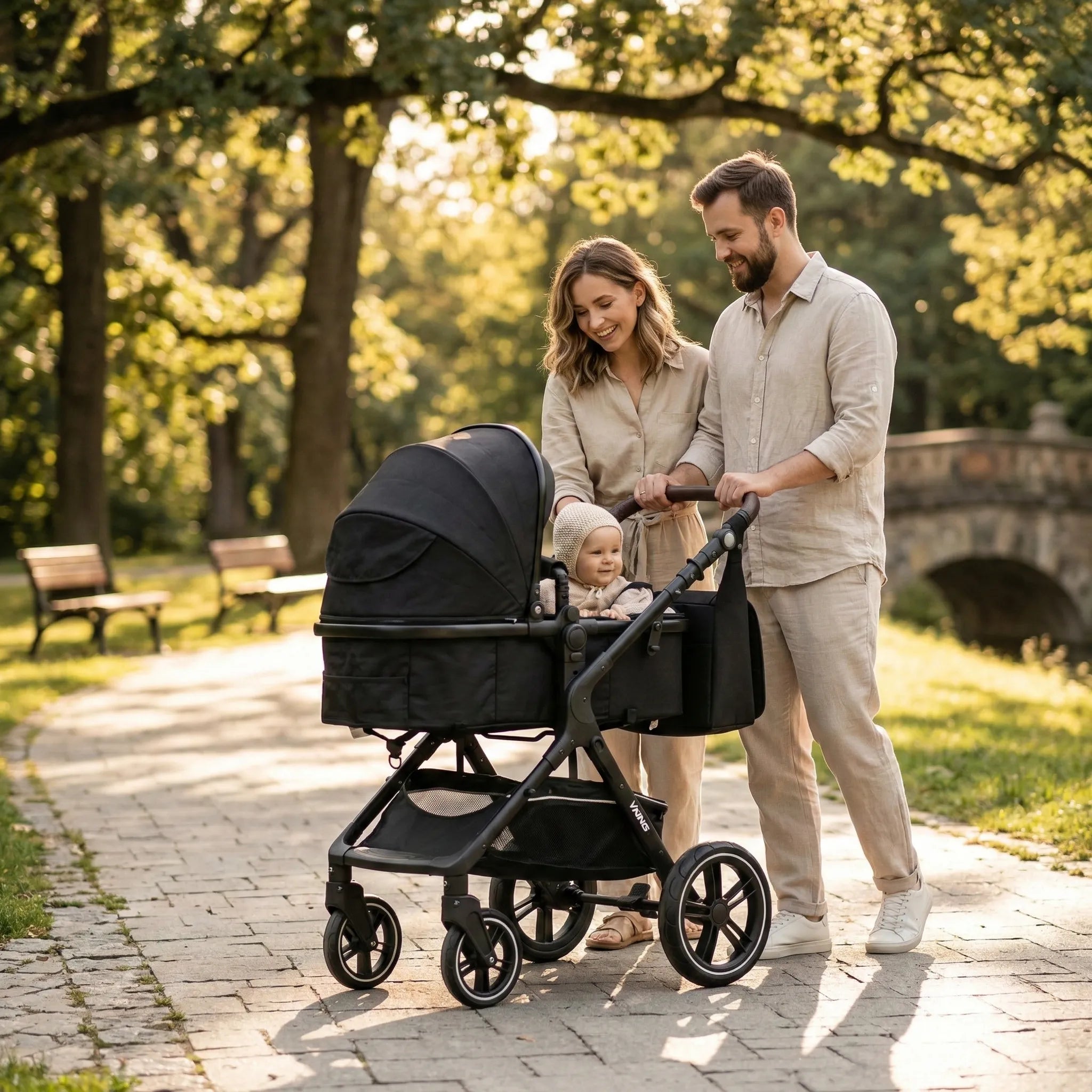 Poussette 3-en-1 Pliable & Réversible – 9 Accessoires Inclus | Dès la Naissance