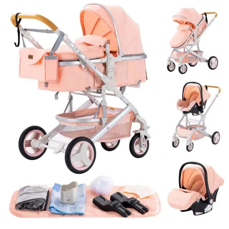 Poussette 3-en-1 avec Siège Auto – 9 Accessoires Inclus | Dès la Naissance