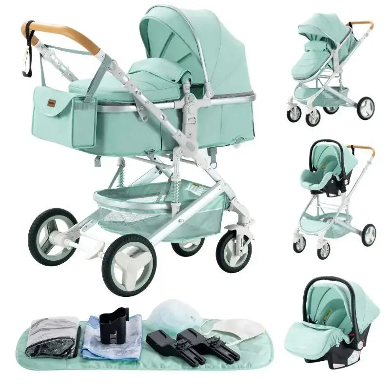 Poussette 3-en-1 avec Siège Auto – 9 Accessoires Inclus | Dès la Naissance